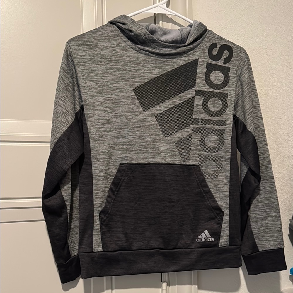 Adidas Men's Gray and Black Sweater